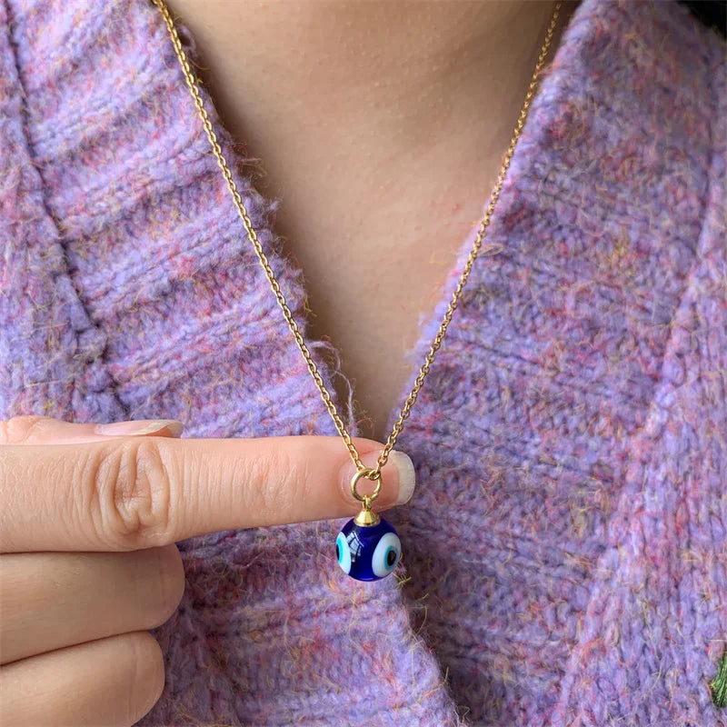 Turkish Evil Eye Necklace Blue