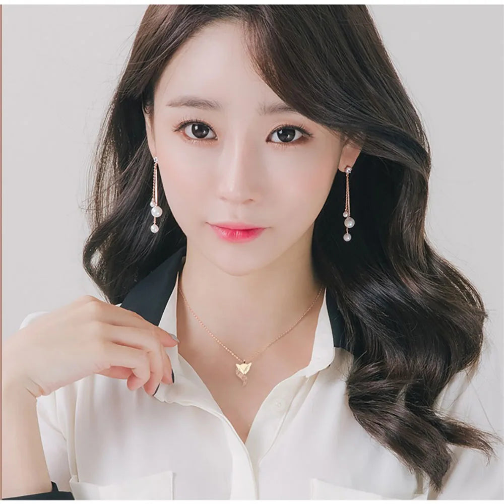 Cute Fox Animal Necklace Rose Gold