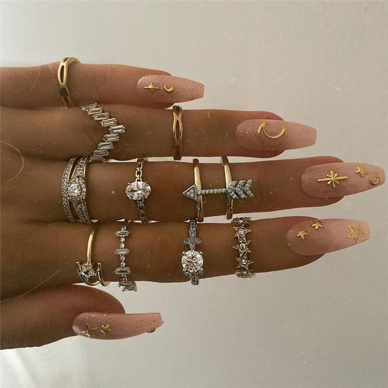 Bohemian Geometric Snake Crystal Ring