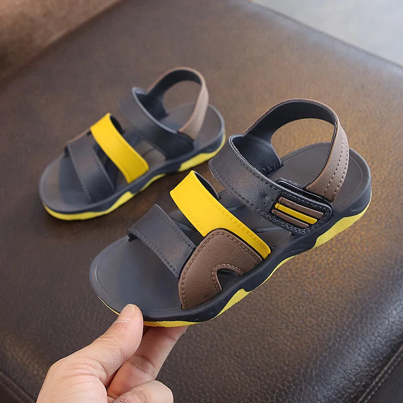 Kids’ Summer Leather Sandals – Soft, Non-Slip Casual Shoes