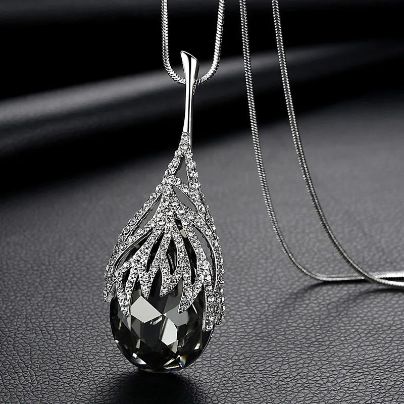 Big Water Drop Pendant Long Necklace