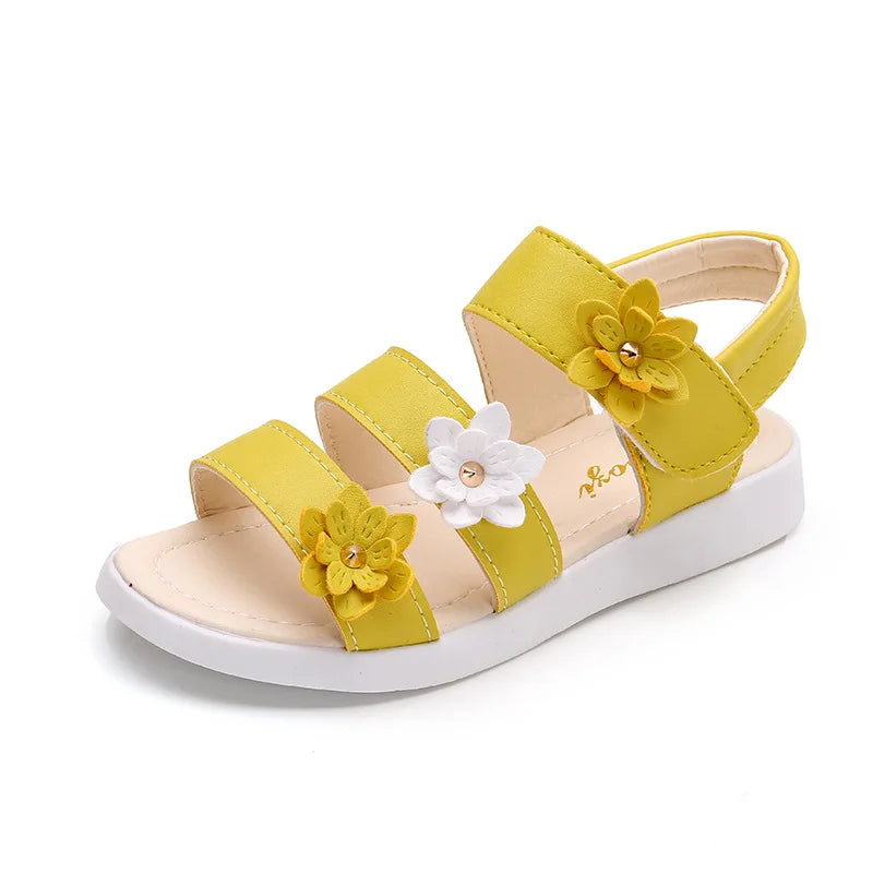 Girls’ Gladiator Floral Sandals – Cute Soft Summer Beach Shoes