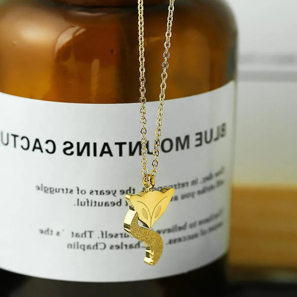 Cute Fox Animal Necklace Rose Gold