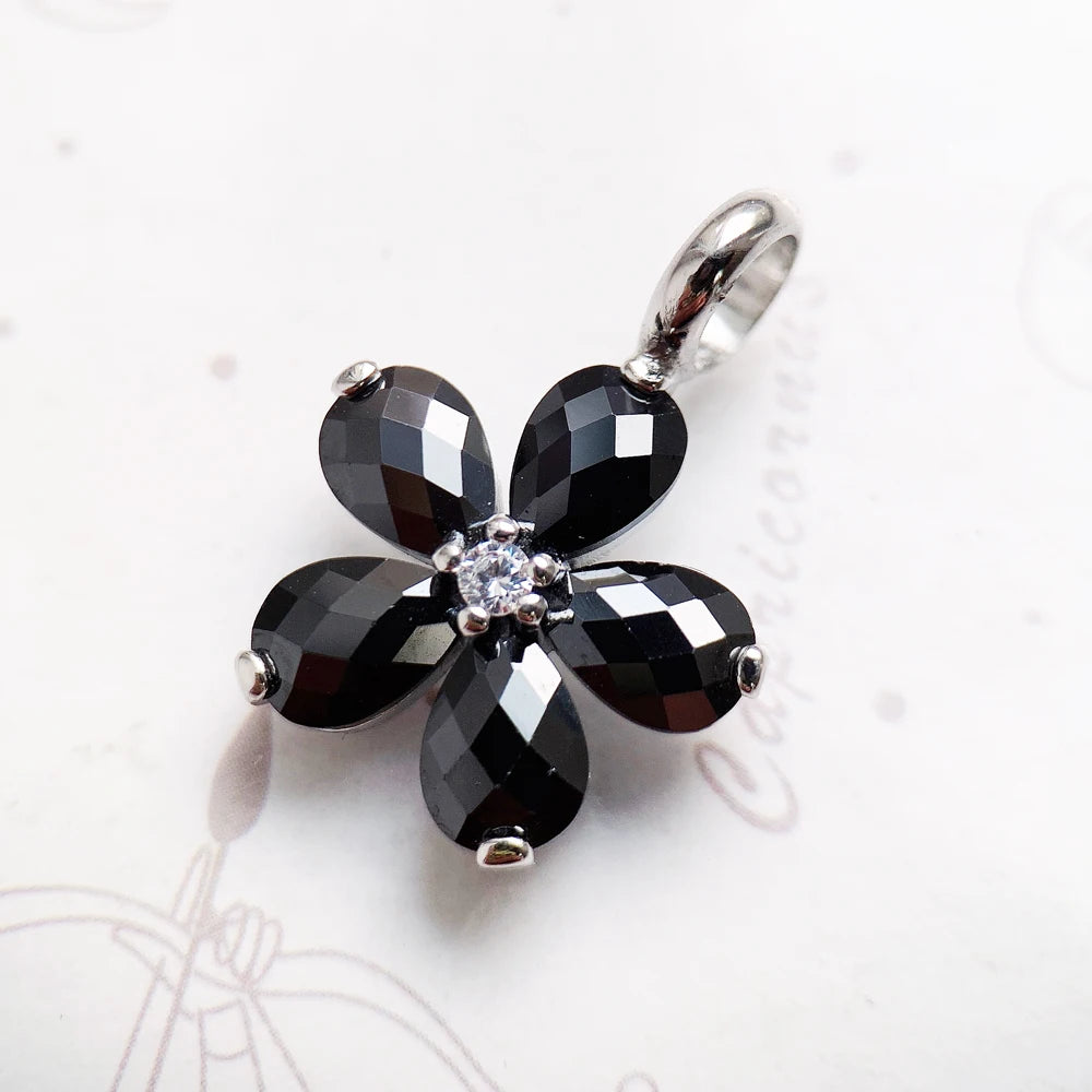 Pendant Crystal Flower Black Brand Fashion
