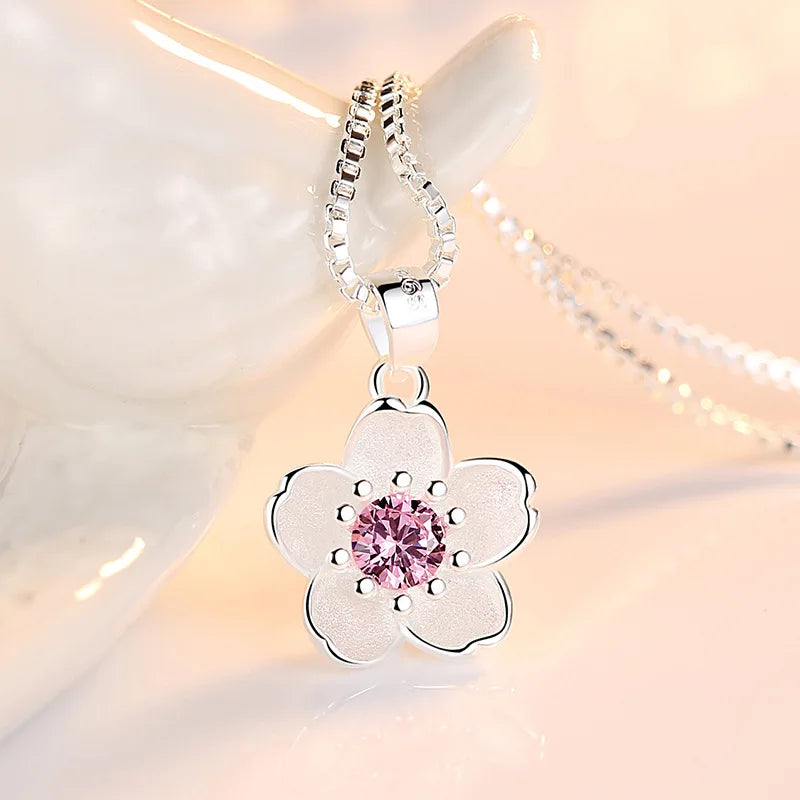 Sterling Silver Pink Purple Necklace