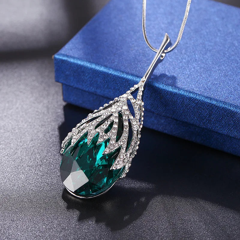Big Water Drop Pendant Long Necklace
