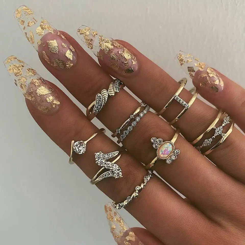 Bohemian Geometric Snake Crystal Ring