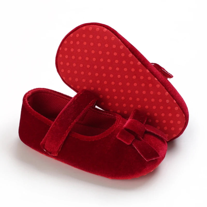Baby Shoes (0–18M) – Plush Soft Bow Casual Sneakers