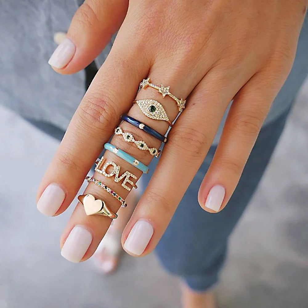 Bohemian Geometric Snake Crystal Ring