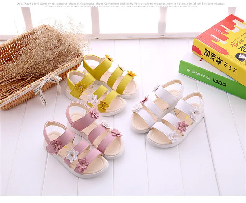 Girls’ Gladiator Floral Sandals – Cute Soft Summer Beach Shoes