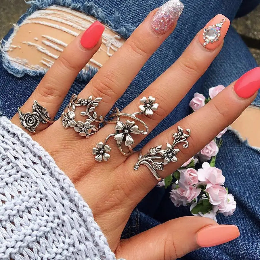 Bohemian Geometric Snake Crystal Ring