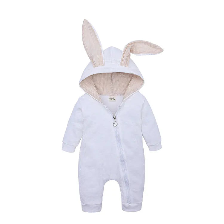 Baby Romper 3–18M, Cartoon Hooded Long Sleeve Jumpsuit