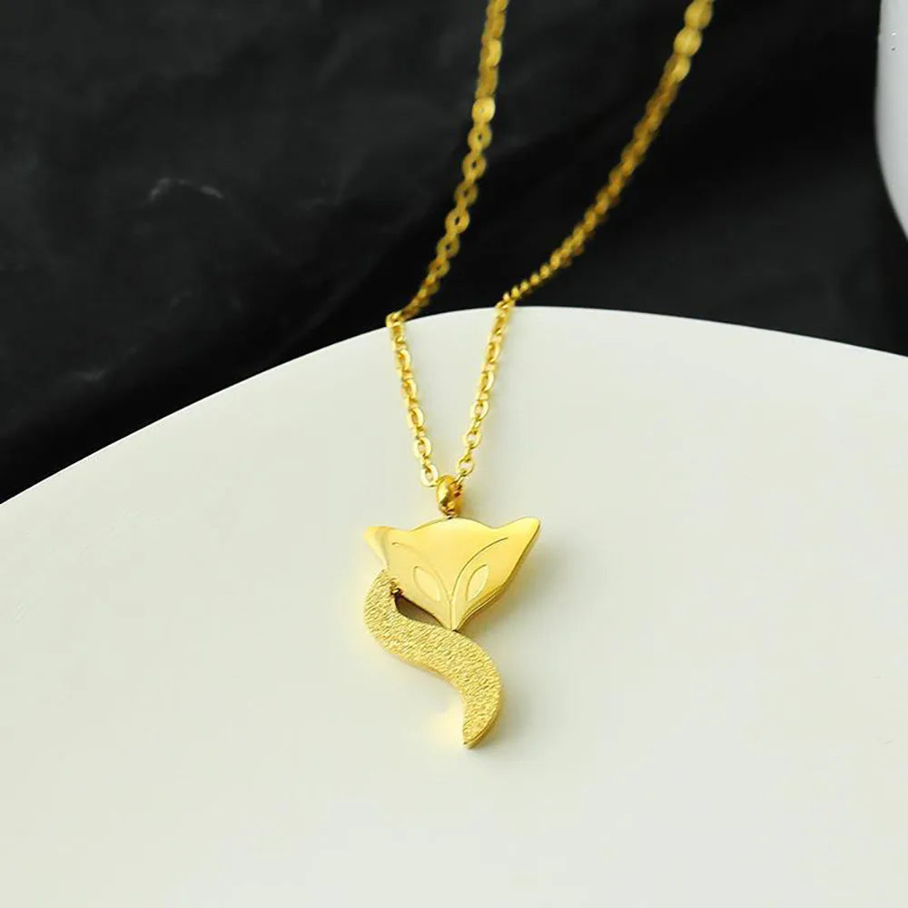 Cute Fox Animal Necklace Rose Gold