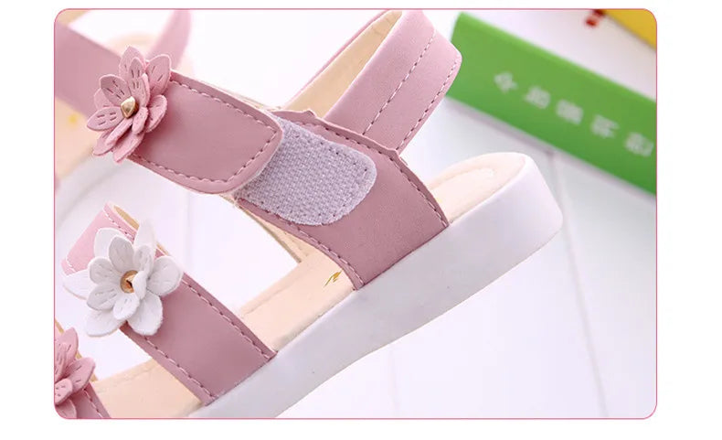 Girls’ Gladiator Floral Sandals – Cute Soft Summer Beach Shoes