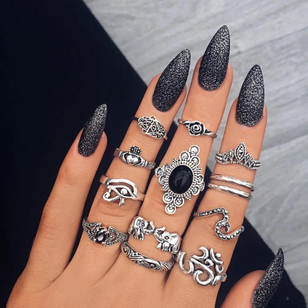 Bohemian Geometric Snake Crystal Ring