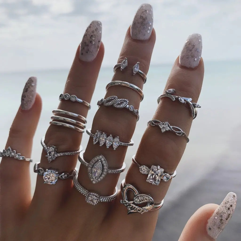 Bohemian Geometric Snake Crystal Ring