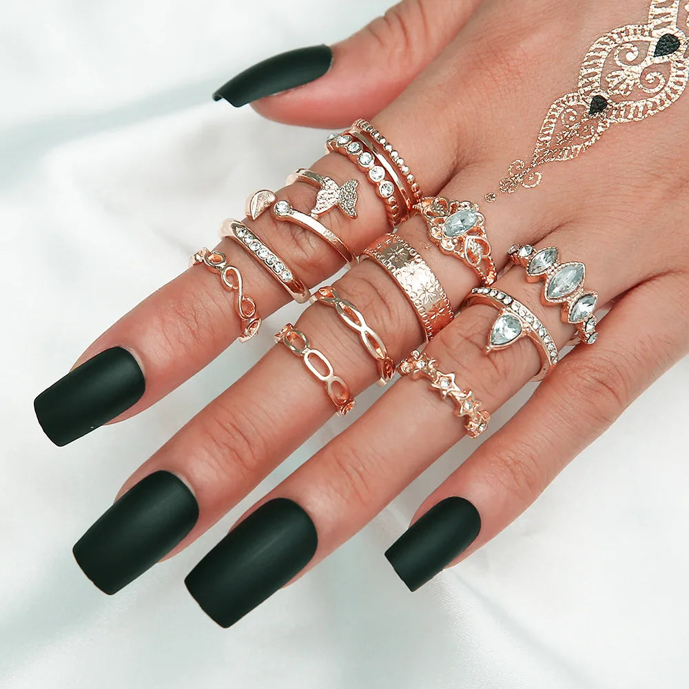 Bohemian Geometric Snake Crystal Ring