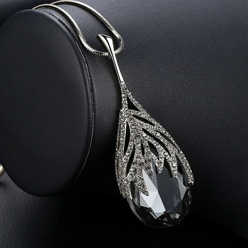 Big Water Drop Pendant Long Necklace