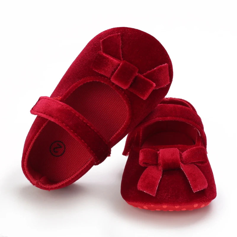 Baby Shoes (0–18M) – Plush Soft Bow Casual Sneakers