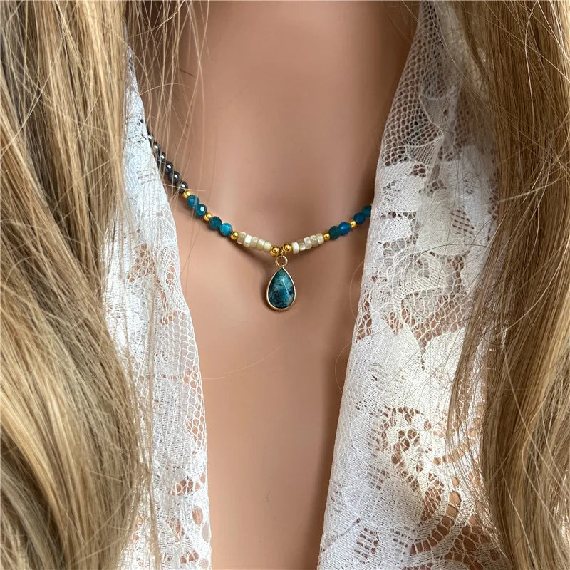 Water Drop Pendant Necklace Natural
