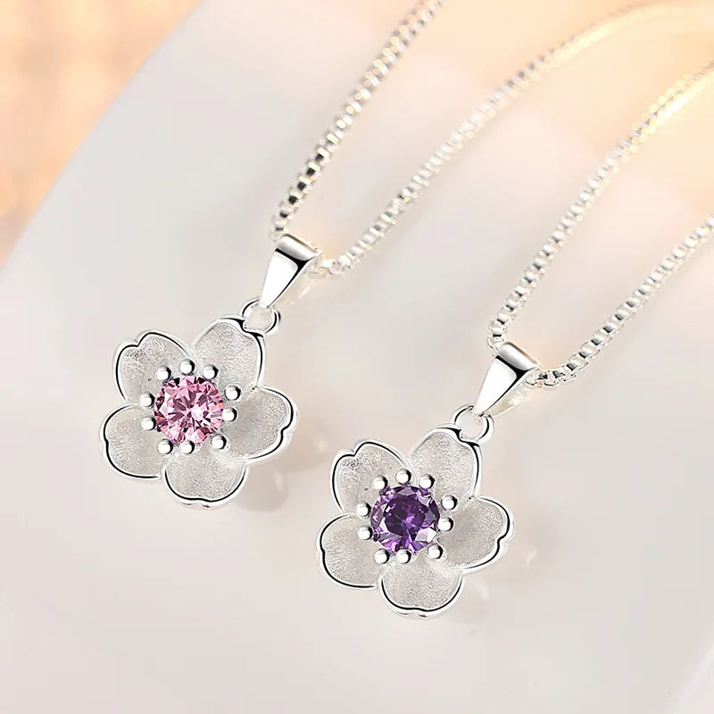 Sterling Silver Pink Purple Necklace