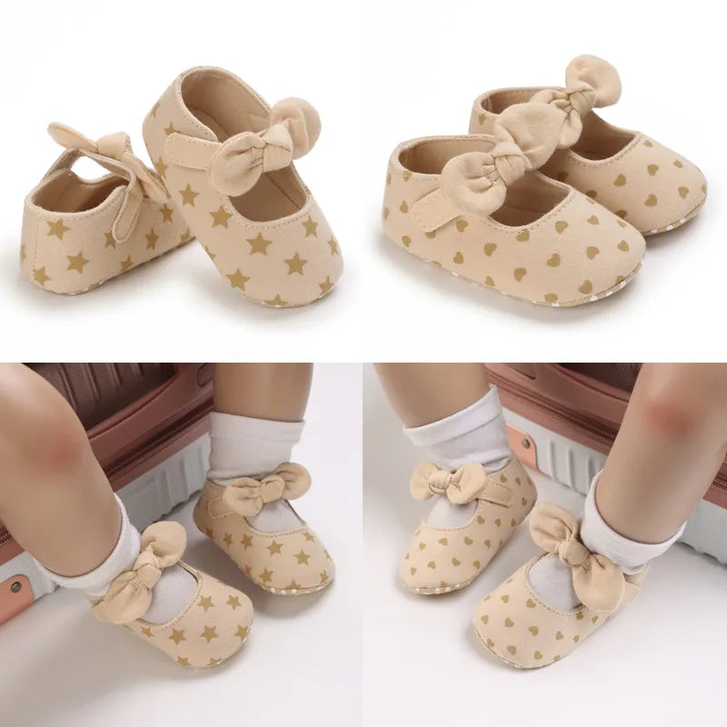 Baby Shoes (0–18M) – Plush Soft Bow Casual Sneakers