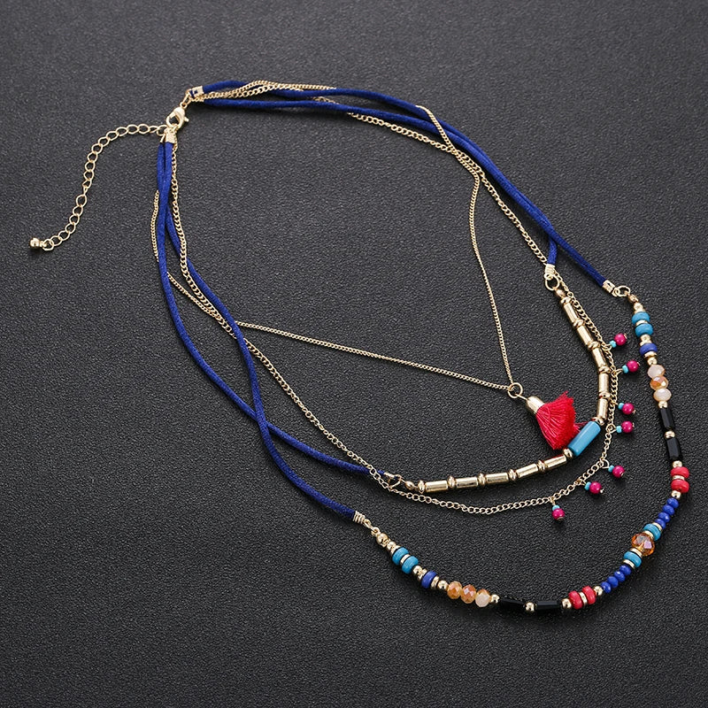 Bohemian Multi Color Layers Necklaces Colorful