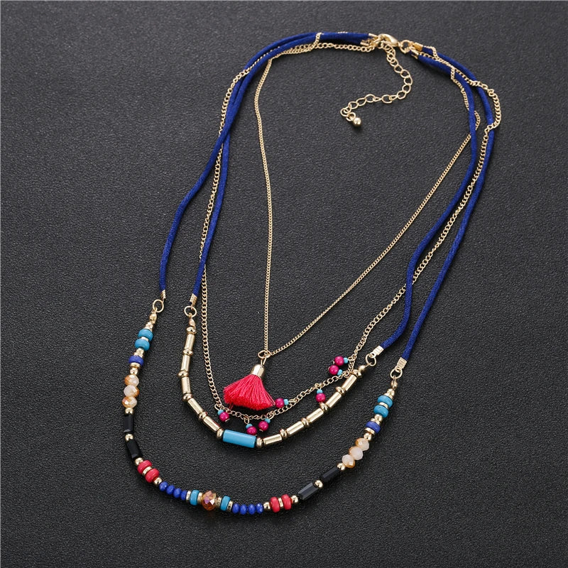 Bohemian Multi Color Layers Necklaces Colorful