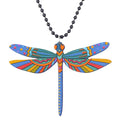Bonsny Acrylic Dragonfly Necklace Pendant Long