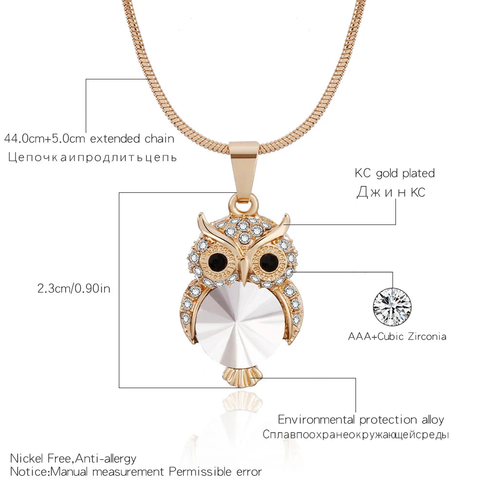 Silvery Samll Owl Necklace Pendant For