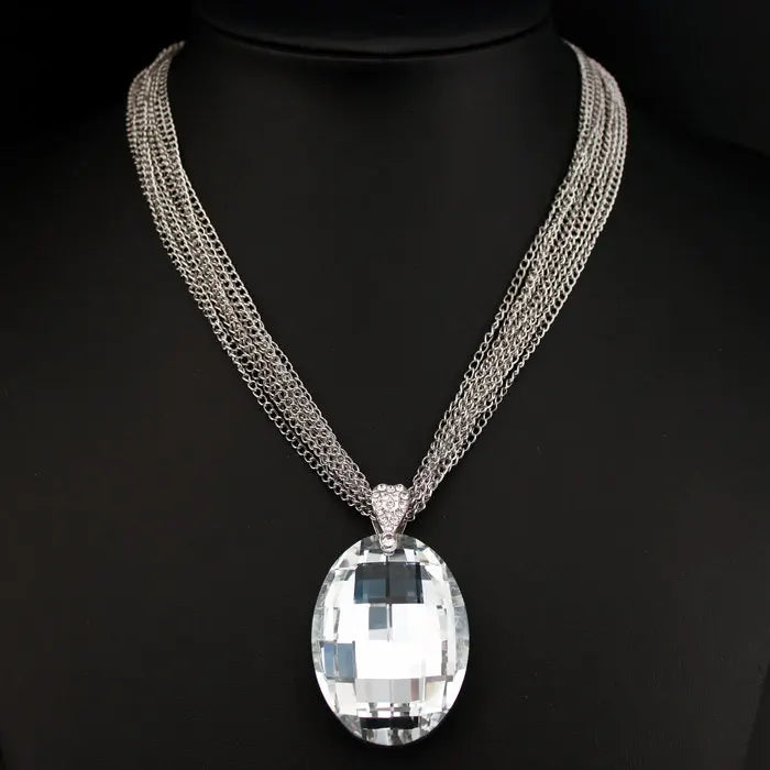 Fashion Big Glass Crystal Pendant Necklace