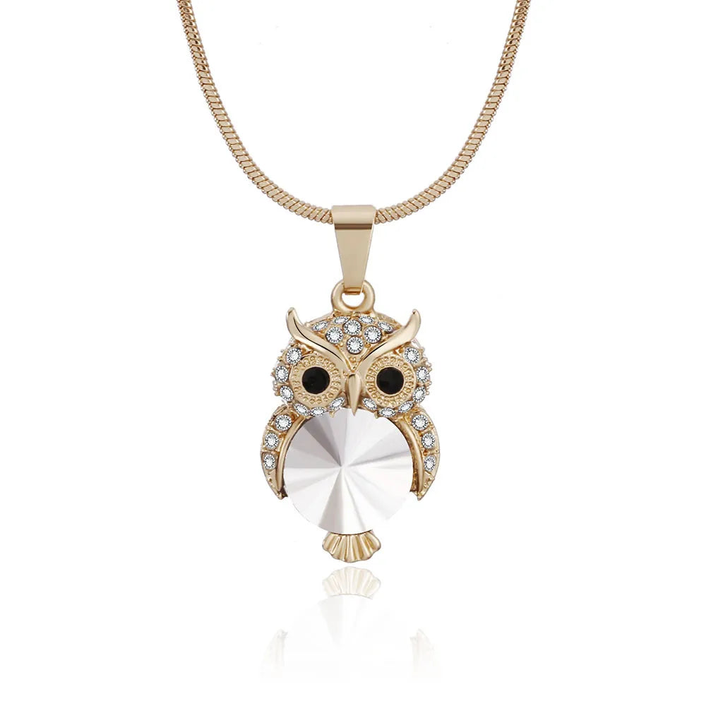 Silvery Samll Owl Necklace Pendant For