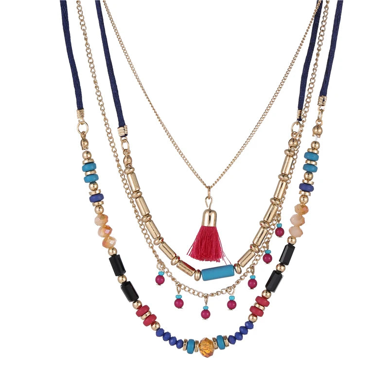 Bohemian Multi Color Layers Necklaces Colorful