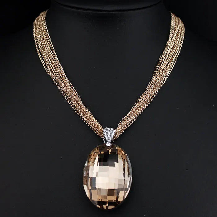 Fashion Big Glass Crystal Pendant Necklace