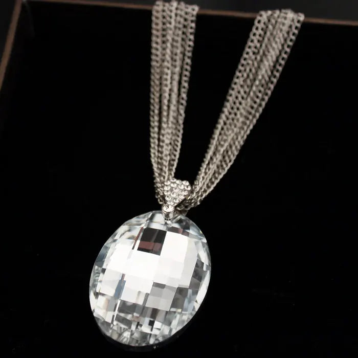Fashion Big Glass Crystal Pendant Necklace