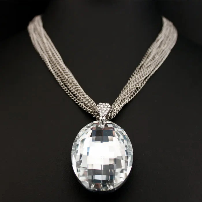 Fashion Big Glass Crystal Pendant Necklace