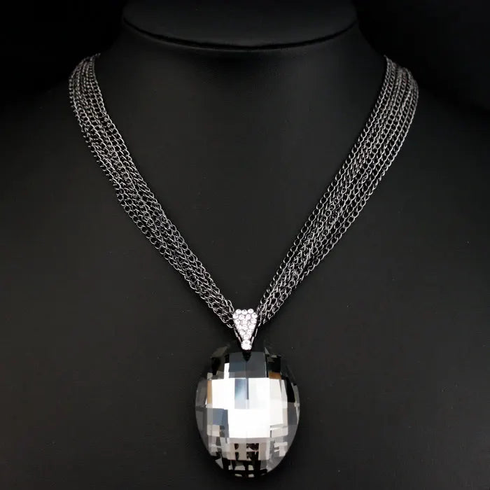 Fashion Big Glass Crystal Pendant Necklace