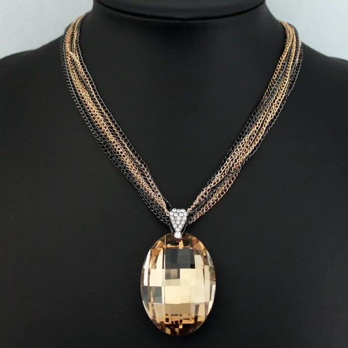 Fashion Big Glass Crystal Pendant Necklace