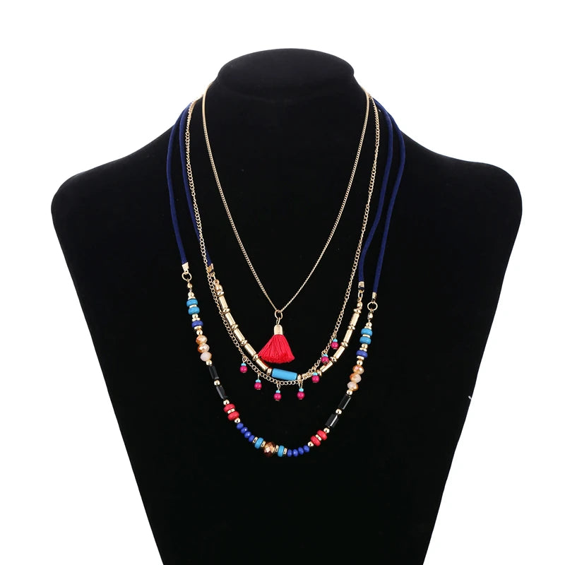 Bohemian Multi Color Layers Necklaces Colorful