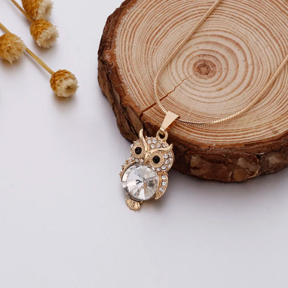 Silvery Samll Owl Necklace Pendant For