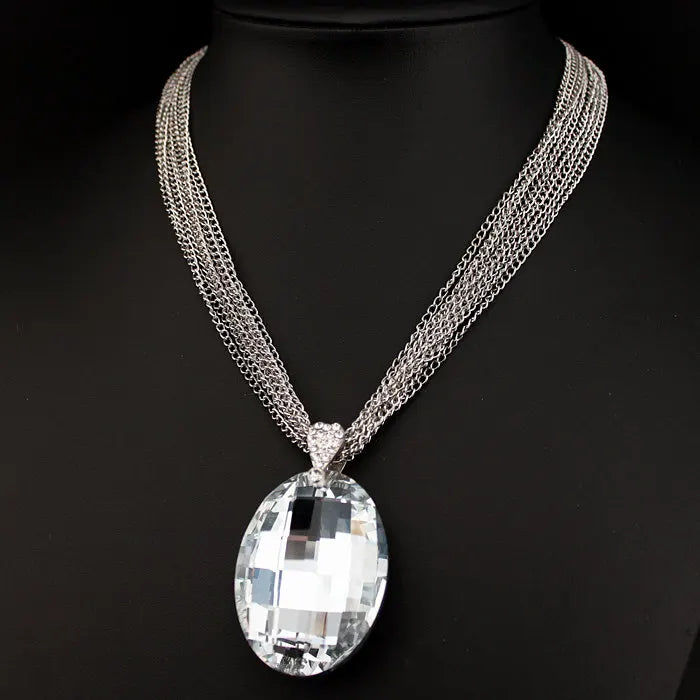 Fashion Big Glass Crystal Pendant Necklace
