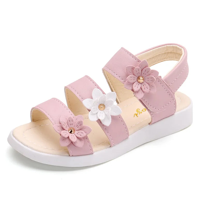 Girls’ Gladiator Floral Sandals – Cute Soft Summer Beach Shoes