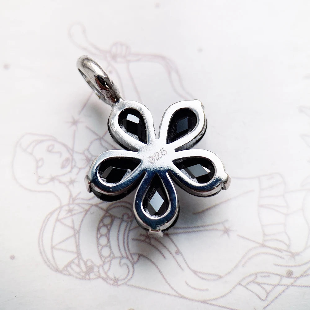 Pendant Crystal Flower Black Brand Fashion