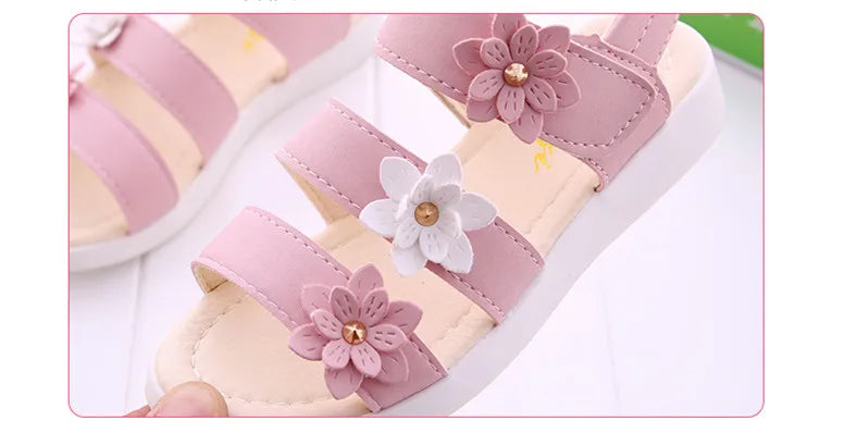 Girls’ Gladiator Floral Sandals – Cute Soft Summer Beach Shoes