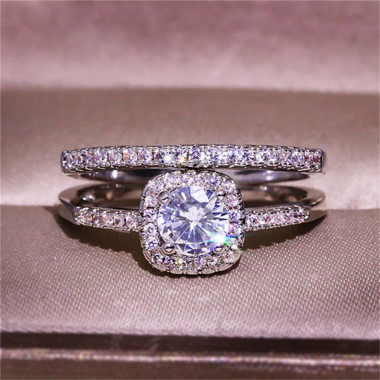 Zirconia White Gold Drop Ring