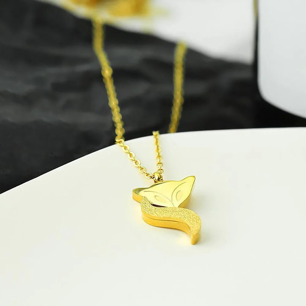 Cute Fox Animal Necklace Rose Gold