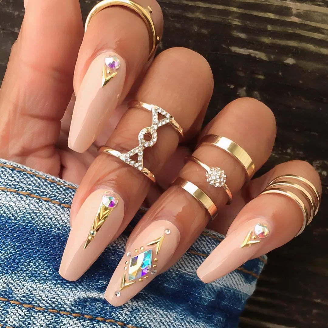 Bohemian Geometric Snake Crystal Ring