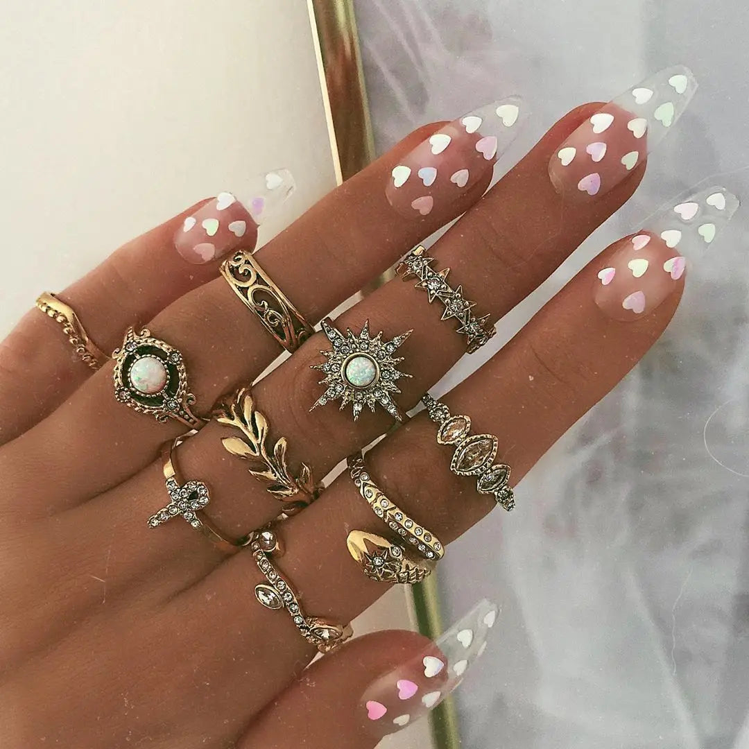 Bohemian Geometric Snake Crystal Ring