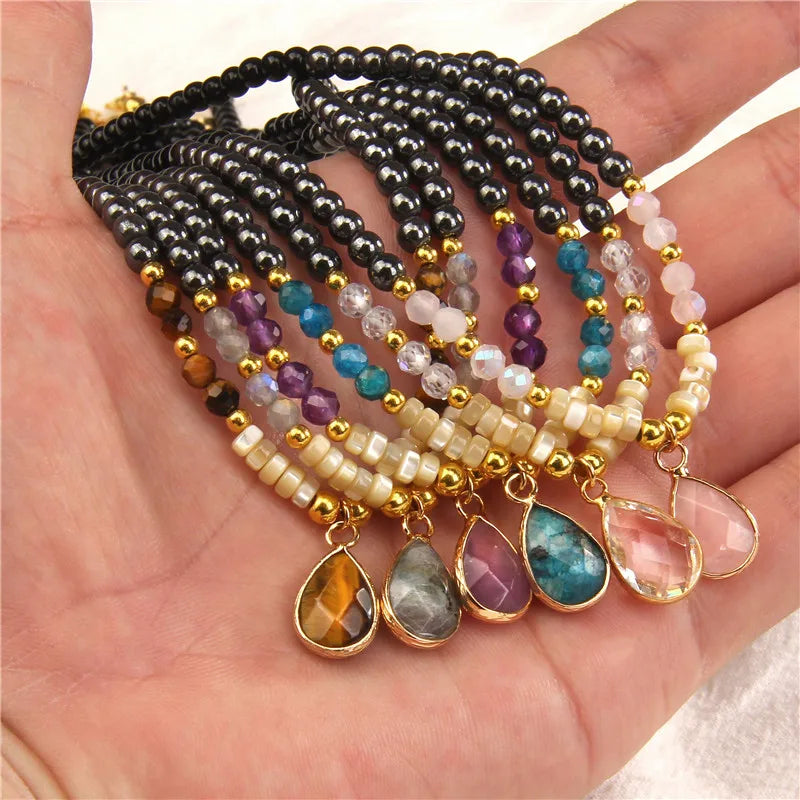 Vintage Natural Stone Crystal Necklace Women