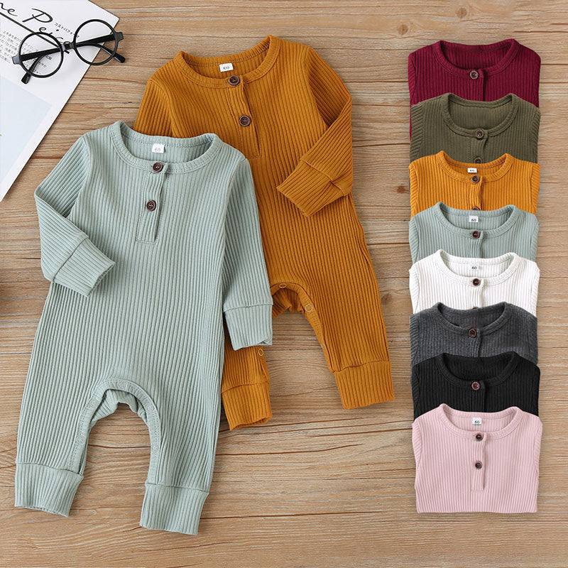 Newborn Cotton Romper, Long Sleeve Baby Jumpsuit
